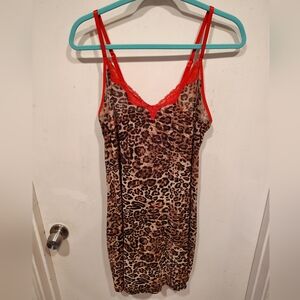 Ashley Stewart Sheer Stretch Mesh Animal Print Nightgown Slip Dress 1X Mobwife